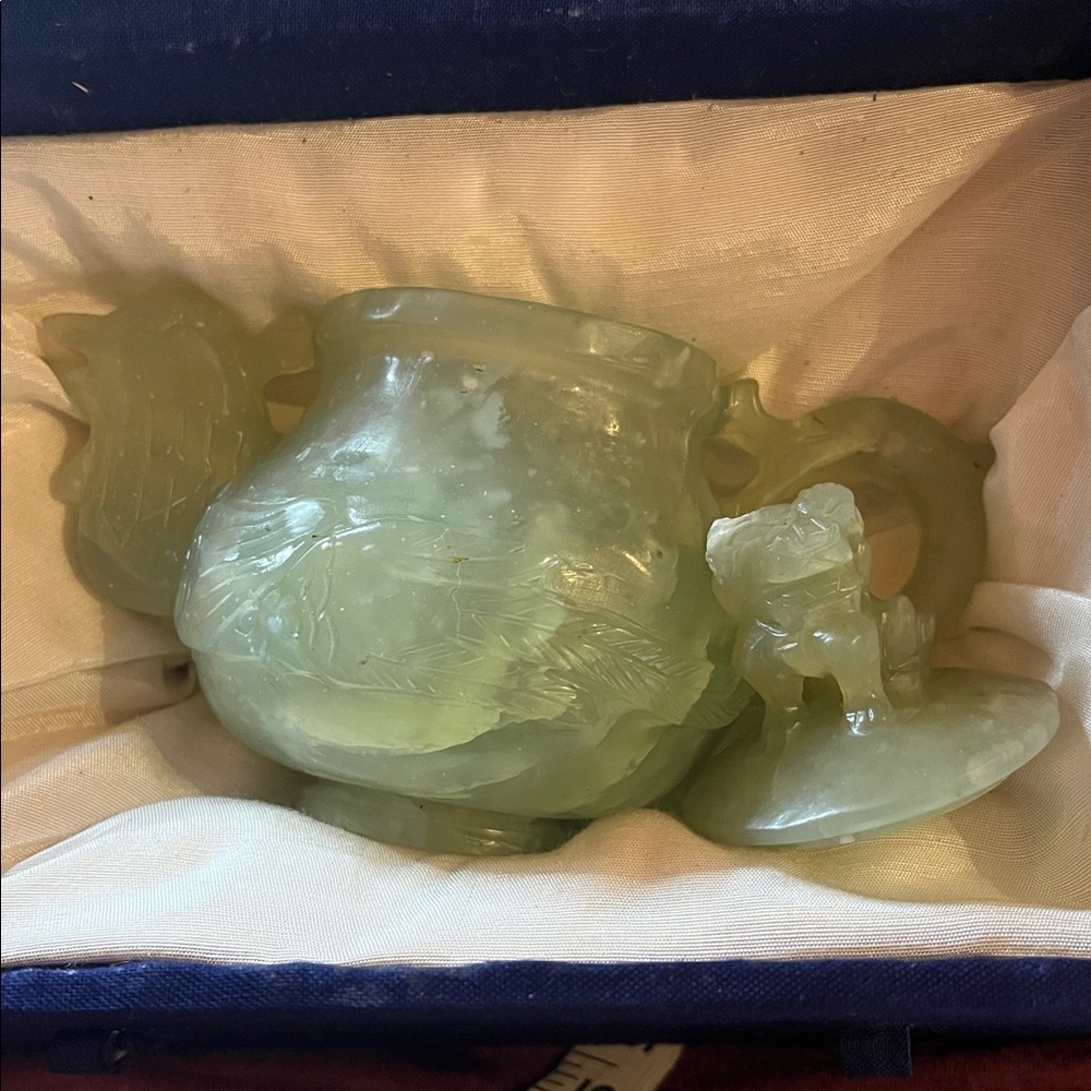 Antique Hand Carved Jade Teapot
